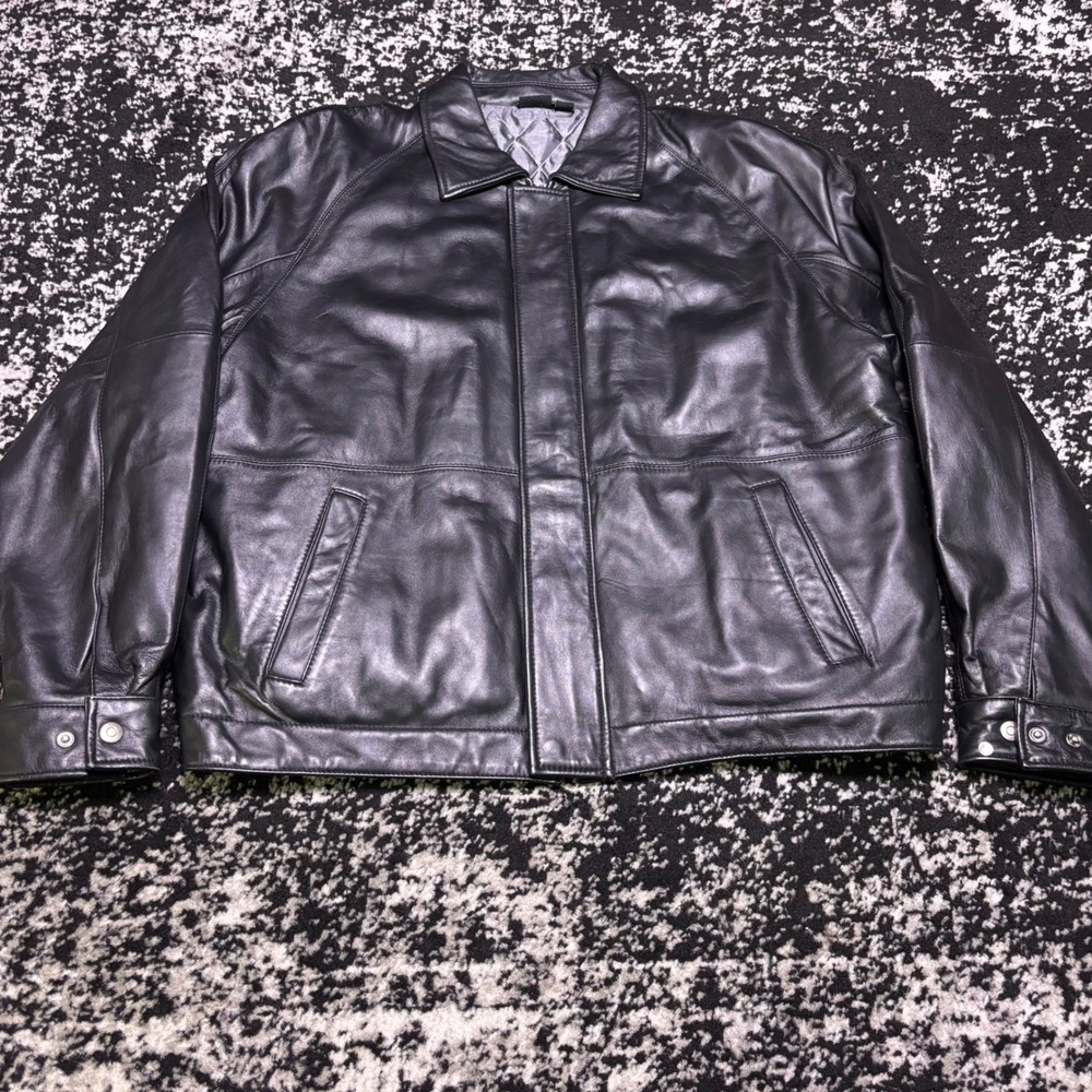 Vintage FR Tripler & Co Black Leather Bomber Jacket Mens Large
